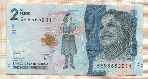 2000 песо. Колумбия 2019г