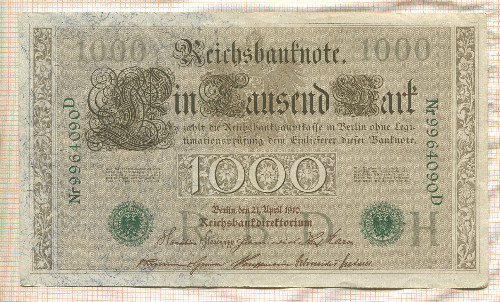 1000 марок. Германия 1910г