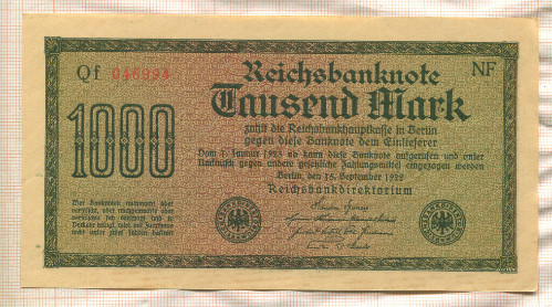 1000 марок. Германия 1922г
