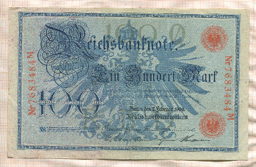 100 марок. Германия 1908г