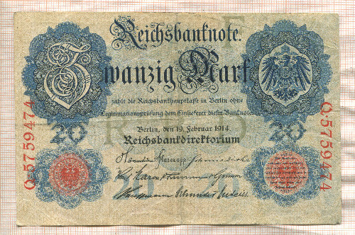 20 марок. Германия 1914г