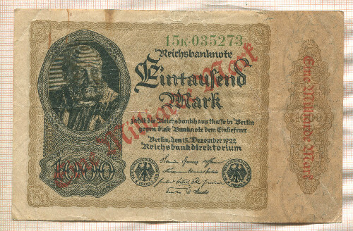 1000000000 марок. Германия 1923г