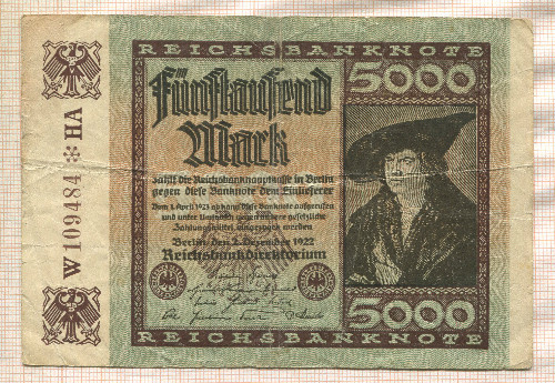 5000 марок. Германия 1922г