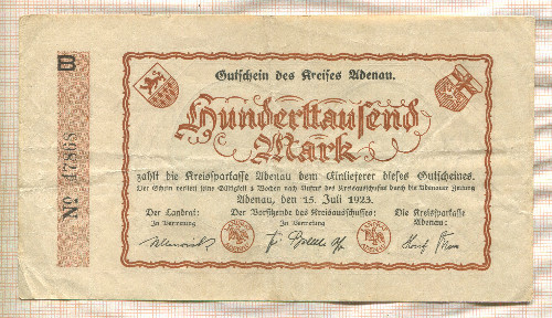 100000 марок. Германия 1923г