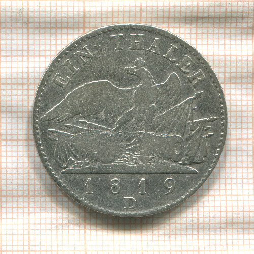 1 талер. Пруссия 1819г