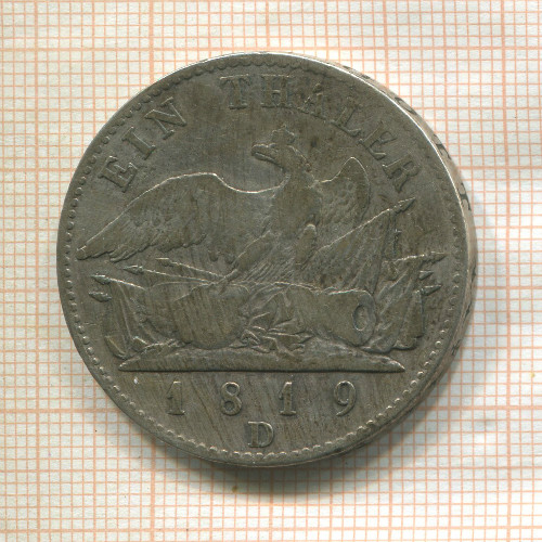 1 талер. Пруссия 1819г