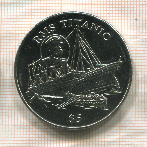 5 долларов. Либерия 1998г