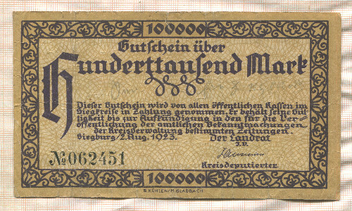 100000 марок. Германия 1923г