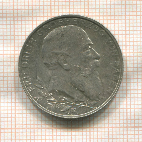 2 марки. Баден 1902г