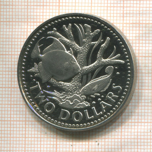 2 доллара. Барбадос. ПРУФ 1974г