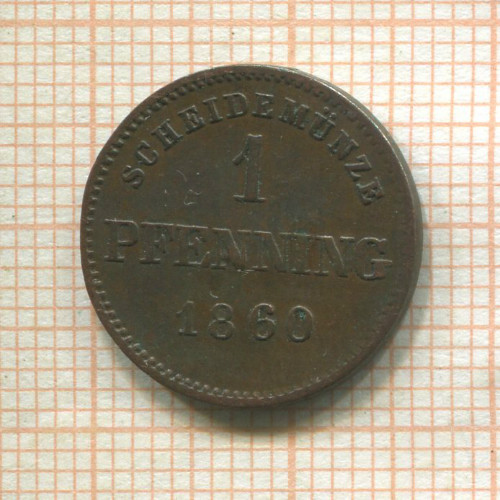 1 пфеннинг. Бавария 1860г