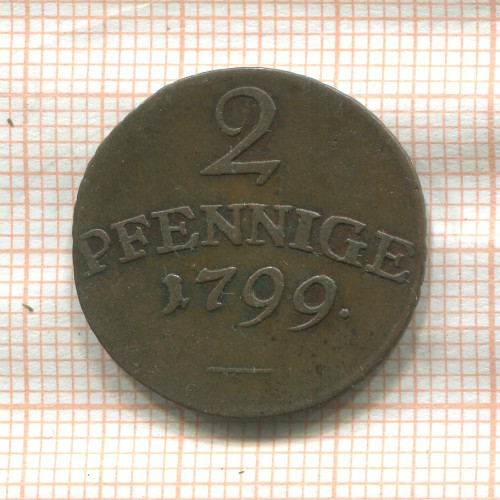 2 пфеннига. Саксен-Ваймар-Эйзенах 1799г