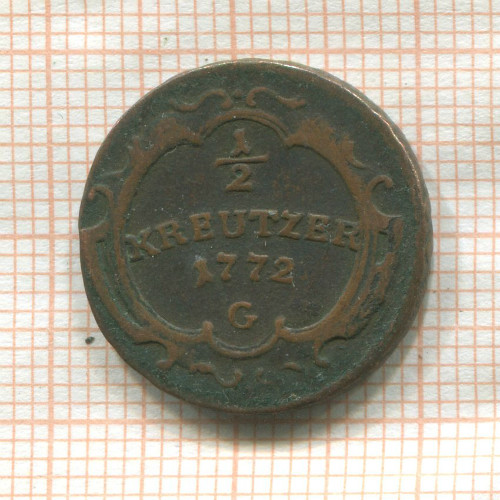 1/2 крейцера. Австрия 1772г