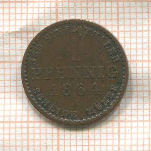 1 пфенниг. Анхальт 1864г