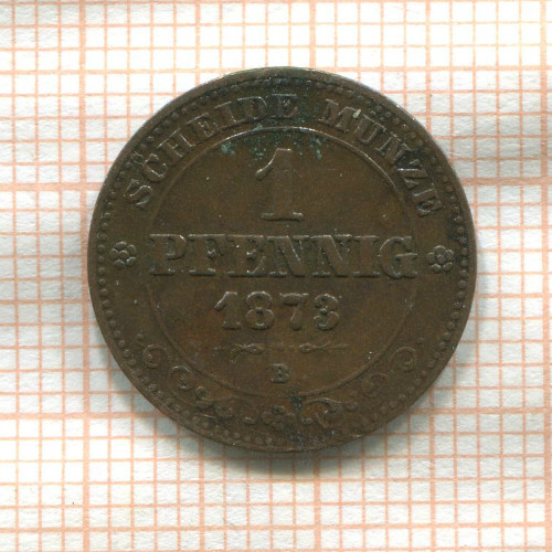 1 пфенниг. Саксония 1873г