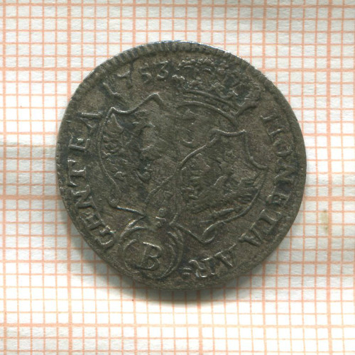 3 крейцера. Бранденбург-Пруссия (деформация) 1753г