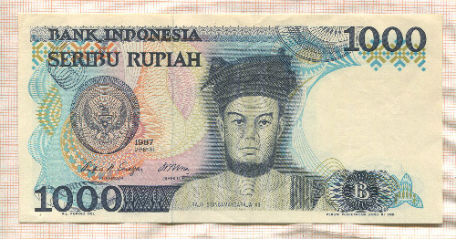 1000 рупий. Индонезия 1987г