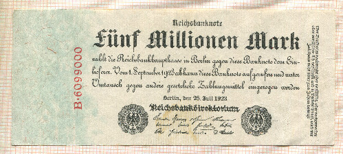 5000000 марок. Германия 1923г