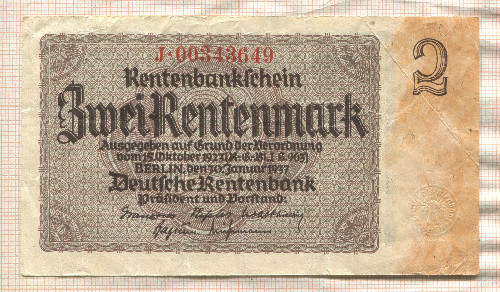 2 марки. Германия 1937г