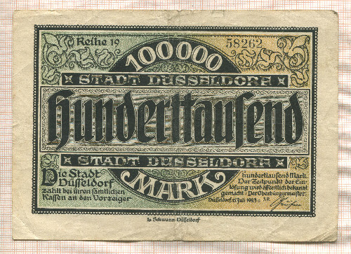 100000 марок. Германия 1923г