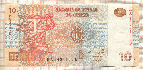 10 франков. Конго 2003г