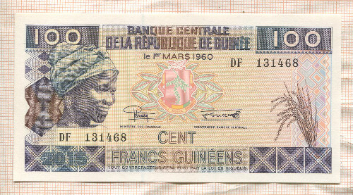 100 франков. Гвинея 1960г