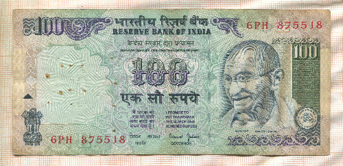 100 рупий. Индия
