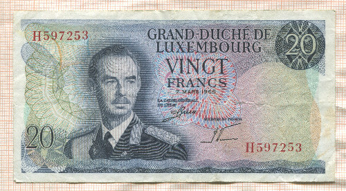 20 франков. Люксембург 1966г
