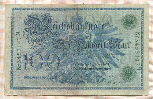 100 марок. Германия 1908г