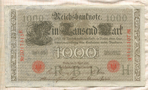 1000 марок. Германия 1910г
