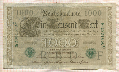 1000 марок. Германия 1910г