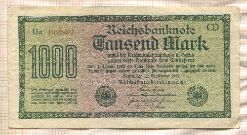 1000 марок. Германия 1922г