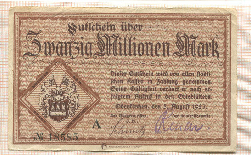 20000000 марок. Германия 1923г