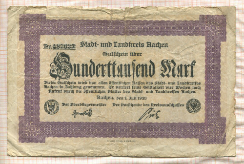 100000 марок. Германия 1923г