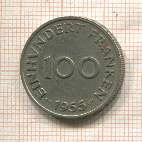 100 франков. Саарланд 1955г