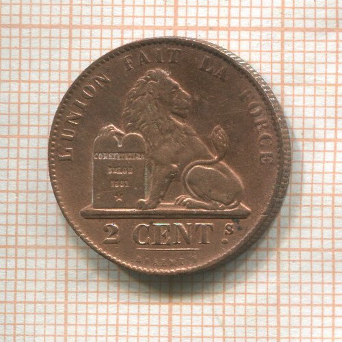 2 сантима. Бельгия 1864г