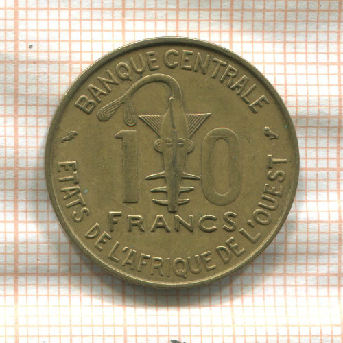 10 франков. Западная Африка 1966г