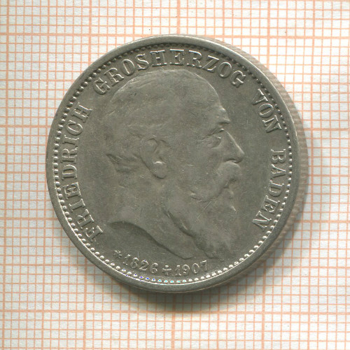 2 марки. Баден 1907г