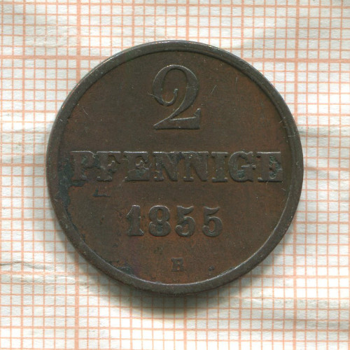 2 пфеннига. Ганновер 1855г