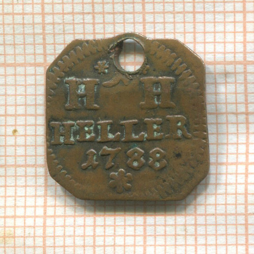 1 геллер. Саксен-Хильдбургхаузен 1788г