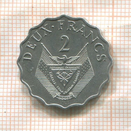 2 франка. Руанда 1970г
