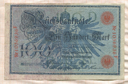 100 марок. Германия 1908г