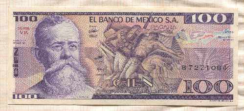 100 песо. Мексика 1982г