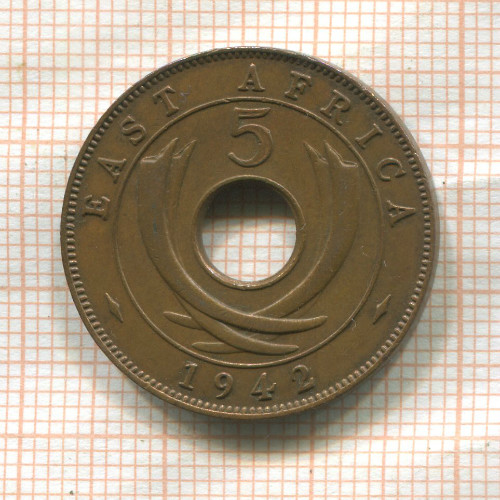 5 центов. Восточная Африка 1942г