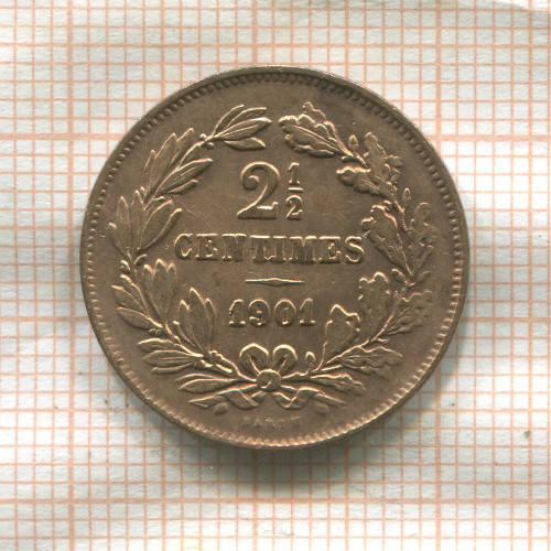 2 1/2 сантима. Люксембург 1901г