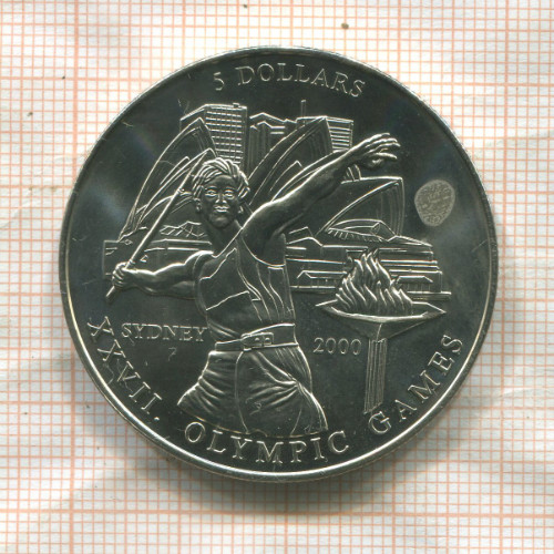 5 долларов. Либерия 2000г