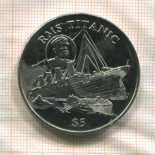 5 долларов. Либерия 1998г