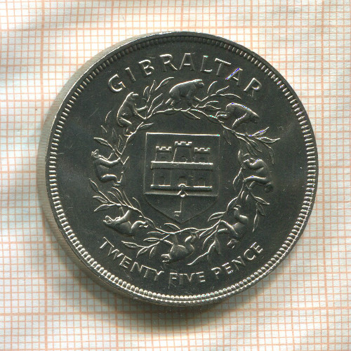 25 пенсов. Гибралтар 1977г