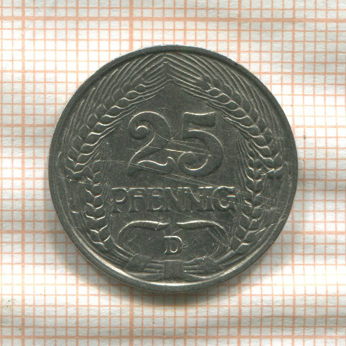 25 пфеннигов. Германия 1910г