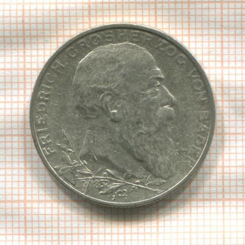 2 марки. Баден 1902г